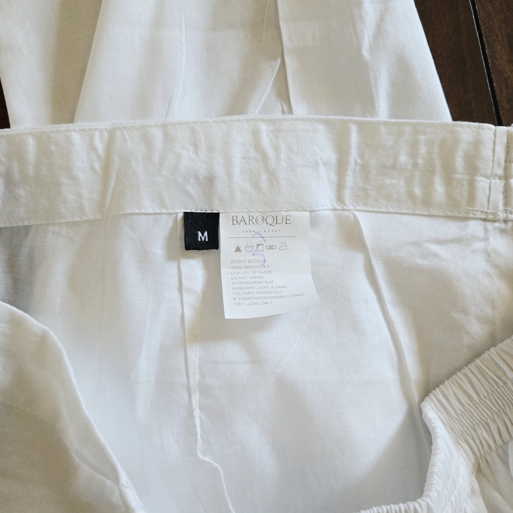 Women's Baroque Solid White Pants Casual Straight Trousers Size Medium - Picture 4 of 4